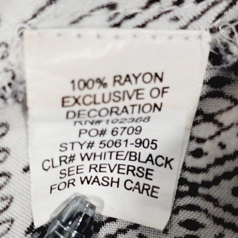Blue Island Swim Cover Up, Size Medium, Black & White Print With White Pom Trim - Picture 15 of 16